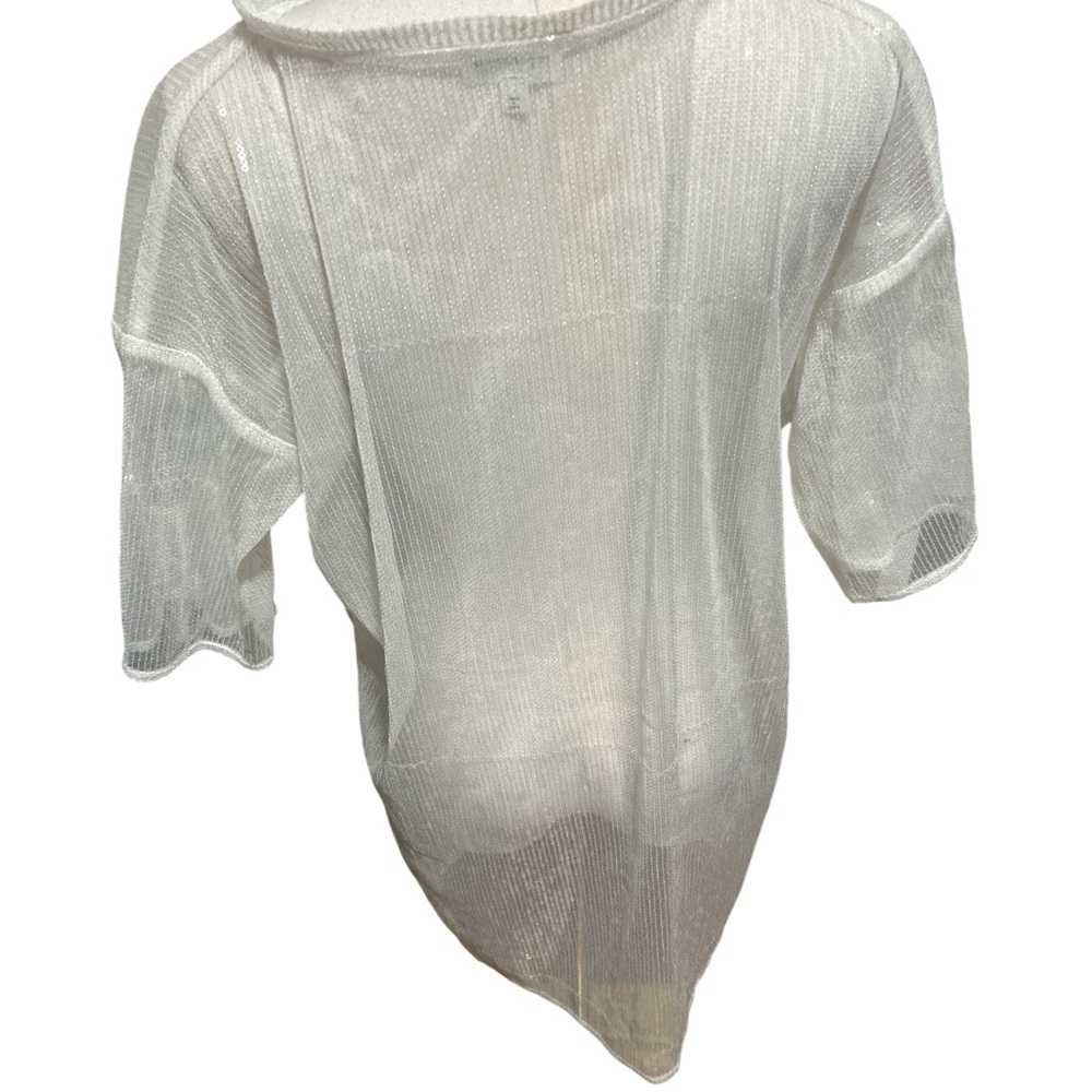 Revolve | Superdown Sheer Sequin Mesh Mini Dress XS White Beach Coverup - Picture 4 of 7